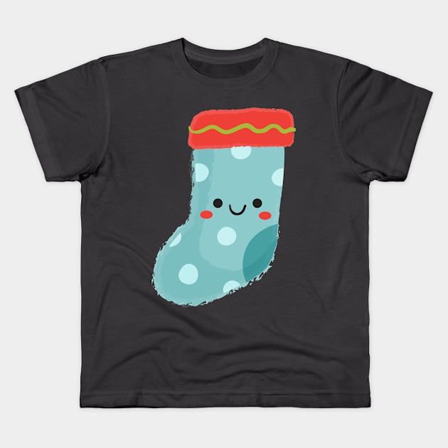 Christmas Socks Kids T-Shirt by LaarniGallery